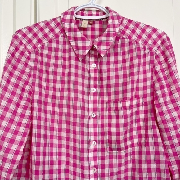 Anthropologie | Pilcro  Western Button Shirt Deb Pink Gingham Ombre Size Small - Picture 6 of 8